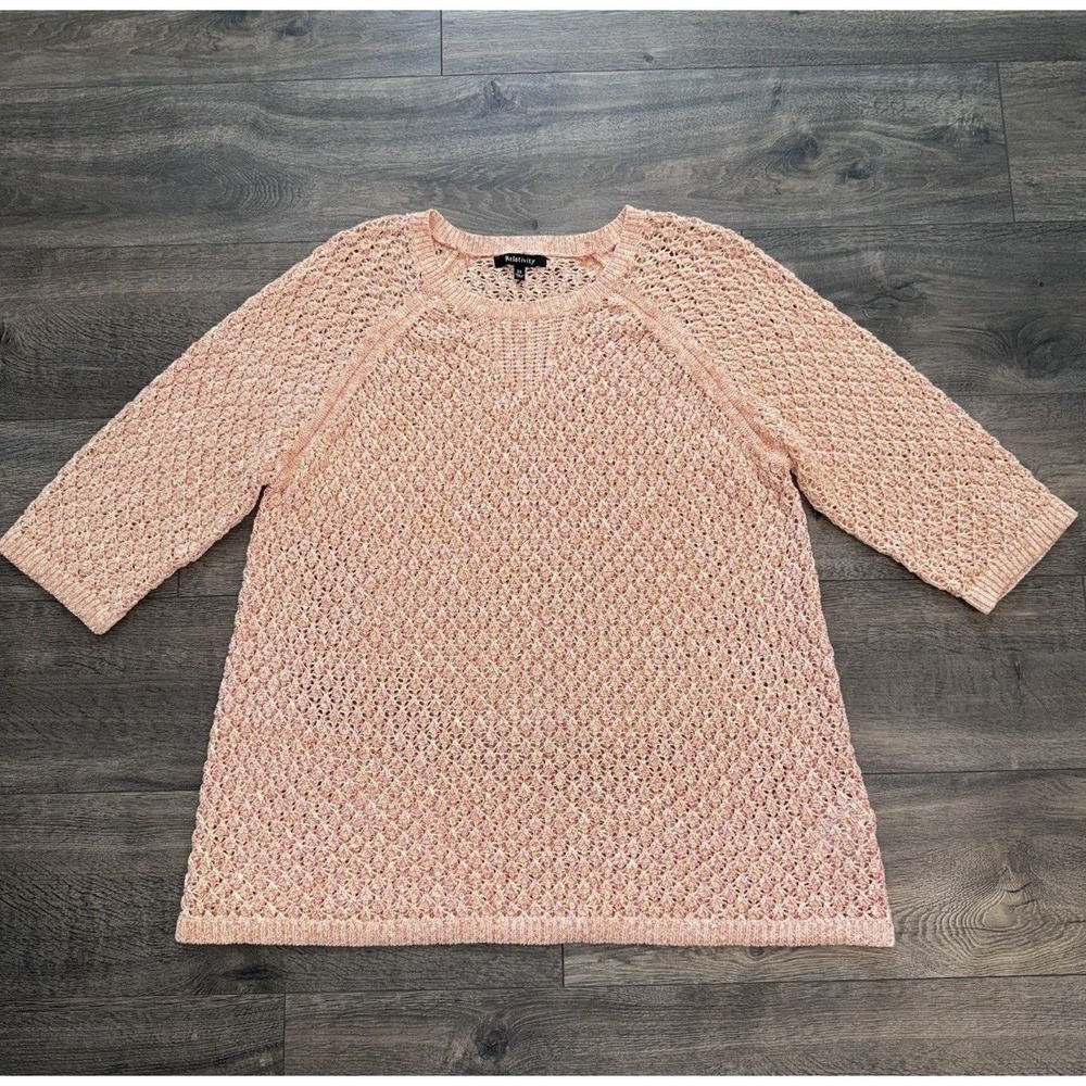 Relativity Y2K Crochet Cardigan Top 2XL Cottage Boho Hippieâ Coquette Dainty